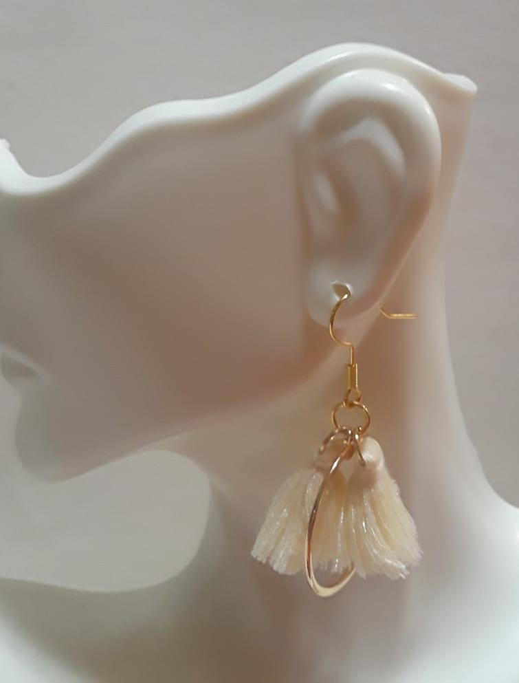 Fashion Tassel Ring Earring - beige