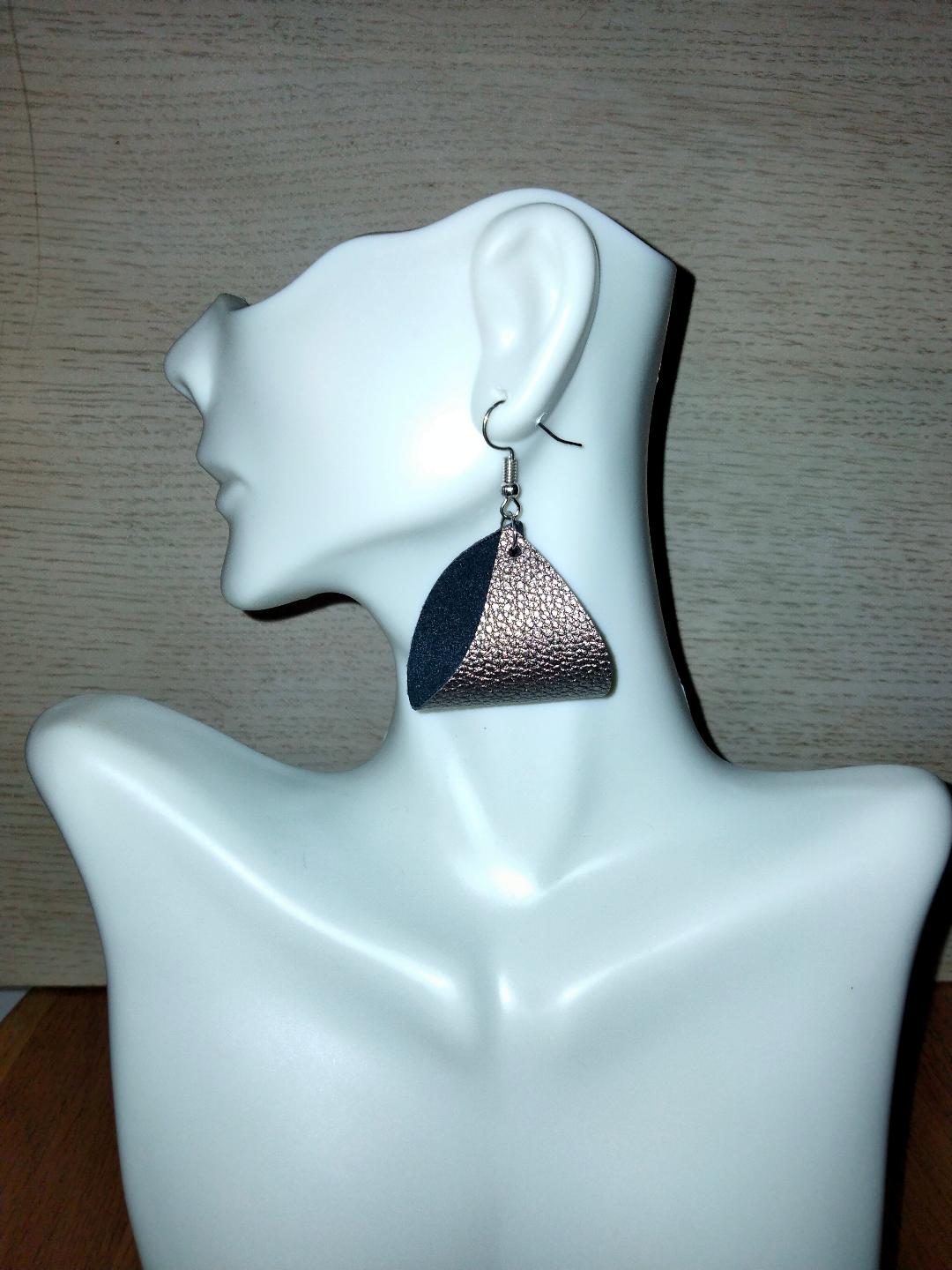 Faux Leather Fashion Earring - grey