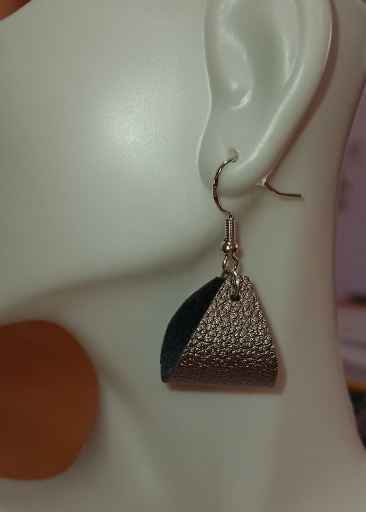 Faux Leather Fashion Earring - grey